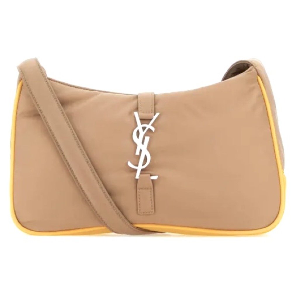 NEW! SAINT LAURENT PARIS Le 5 a 7 Shoulder Bag Nylon Beige/Yellow